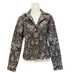 Southwest Canyon Tapestry Blazer Womens Sz Small Earth Tones Western Maximalist